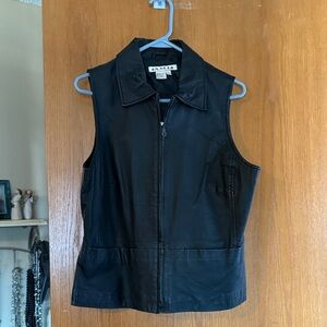 Halogen Black Sleeveless Leather Vest